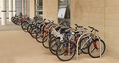 occupied metal bike racks